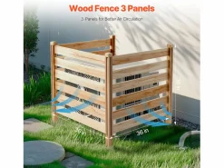 Valla de Privacidad de Madera SucceBuy, 3 Paneles, 91,4 x 91,4 cm para Aire Acondicionado Color natural claro Best