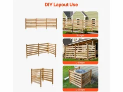 Valla de Privacidad de Madera SucceBuy, 3 Paneles, 91,4 x 91,4 cm para Aire Acondicionado Color natural claro Best