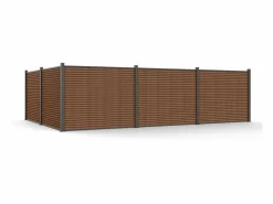EXPERTLAND Valla para montar Alt. 148 cm kit 9 tablones + 1 poste antracita - PALIZO Gris antracita / Color natural oscuro Discount