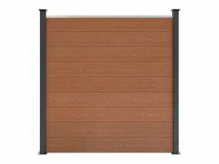 Vallas para exteriores de WPC y Aluminio - 9x Paneles + 10x Postes | Marrón^Monstershop New