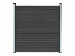 Monstershop Vallas para exteriores de WPC y Aluminio - 7xPaneles Cuadrados + 1x Oblicuo + 8x Postes con LED | Gris Best