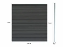 Monstershop Cercados Y Ocultación|Vallas para exteriores de WPC y Aluminio - 10xPaneles Cuadrados + 1x Oblicuo + 11x Postes con LED |