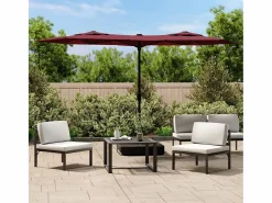 Garden Furniture Vanyra Sombrilla doble de jardín con luces LED burdeos 316x145 cm Rojo Outlet