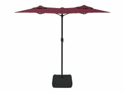 Garden Furniture Vanyra Sombrilla doble de jardín con luces LED burdeos 316x145 cm Rojo Outlet