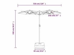 Garden Furniture Vanyra Sombrilla doble de jardín con luces LED burdeos 316x145 cm Rojo Outlet