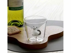 Vaso de vidrio borosilicato, Gato, blanco/gris 350 ml, Tabby Cat^