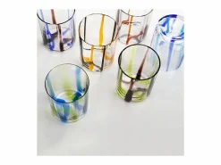 Vaso|Vaso Tirache Zafferano en Vidrio Borosilicato Bicolor Verde-Amatista Caja 6 Piezas