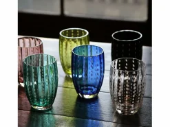 Vaso Zafferano Perle - Vidrio Coloreado Soplado, 32 cl, Hecho a Mano - Juego de 2 Vasos Artesanos para Agua o Cócteles^ Best