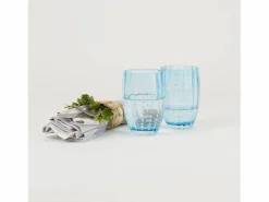 Vaso Zafferano Perle Aguamarina - Vidrio Soplado Coloreado, 32 cl, Hecho a Mano - Juego de 2 Vasos Artesanos para Agua o Cócteles^