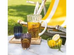 Vaso Zafferano Perle Gris - Vidrio Coloreado Soplado, 32 cl, Hecho a Mano - Juego de 2 Vasos Artesanos para Agua o Cócteles Azul New