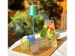 Vaso Zafferano Perle - Vidrio Soplado con Color, 32 cl, Hecho a Mano - Juego de 2 Vasos Artesanos para Agua o Cócteles Azul Online