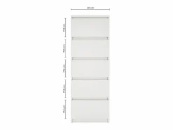 TOPESHOP Cómoda|VENICE - Cómoda alta de 5 cajones para dormitorio u despacho - 45x40x111cm - mueble de almacenamiento - acabado mate