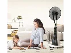 Ventilador con función de enfriamiento por agua, ventilador oscilante con nebulización, control remoto, 3 niveles de velocidad, tanque de 3 L^ Hot