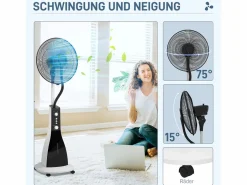 Aire Acondicionado, Ventilación|Ventilador con función nebulizador 3L, 90W, 3 modos, temporizador, oscilante, ruedas, (44,5x38,5x120cm)