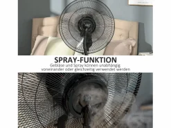 Aire Acondicionado, Ventilación|Ventilador con función nebulizador 90W, 3 modos, depósito de 31L, ruedas, mando a distancia, oscilante, (44,5x38,5x135cm)