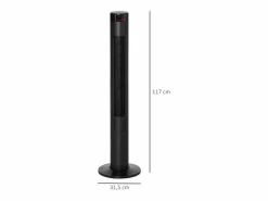 Ventilador de pedestal 3 velocidades, oscilación 70°, temporizador 12H, 4 modos, control remoto, acero, (31,5x31,5x117cm) Negro Online