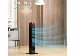 Ventilador de pedestal 3 velocidades, oscilación 70°, diseño compacto, 45 W, ABS, (31,5x31,5x117cm)^ New