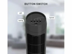Ventilador de pedestal 3 velocidades, oscilación 70°, diseño compacto, 45 W, ABS, (31,5x31,5x117cm)^ New