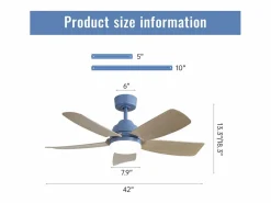 Aire Acondicionado, Ventilación|Ventilador de techo oscuro de 42 pulgadas - Ventilador de techo con luz LED y 5 aspas de ABS - para dormitorio y sala de estar