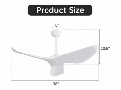 Ventilador de techo de 38 pulgadas - Ventilador de techo de 6 velocidades con control remoto - Para dormitorio y sala de estar^ Clearance