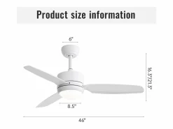 Ventilador de techo - Ventilador de techo con luz LED y 3 aspas de ABS - 6 tipos de ventiladores con control remoto - para sala de estar^ Clearance