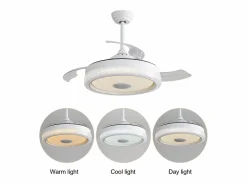 Ventilador de techo de 2 pulgadas - Ventilador de techo con iluminación LED y reproductor de música Bluetooth - para sala de estar y dormitorio Blanco Clearance