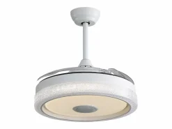 Ventilador de techo de 2 pulgadas - Ventilador de techo con iluminación LED y reproductor de música Bluetooth - para sala de estar y dormitorio Blanco Clearance