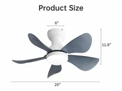 Aire Acondicionado, Ventilación|Ventilador de techo con iluminación LED integrada, 5 palas de ABS transparente, motor DC, montaje empotrado (73,66x73,66x29,97cm)