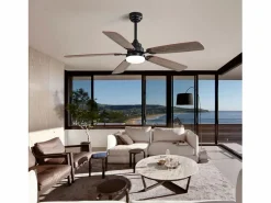 Ventilador de techo clásico de 52 pulgadas con iluminación LED regulable, 5 aspas, 6 velocidades y control remoto, motor de CC, MDF, (132 x 132 x 49 cm)^ Best