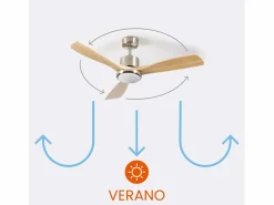 Ventilador de Techo con Luz 3 Aspas 56W 6 Velocidades Alaska Madera Natural^DAYRON Discount