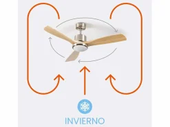 Ventilador de Techo con Luz 3 Aspas 56W 6 Velocidades Alaska Madera Natural^DAYRON Discount