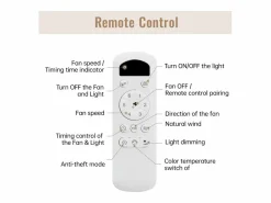 Ventilador de techo de 117 cm - Ventilador de techo para sala de estar con 6 velocidades y 3 aspas de ABS - Iluminación LED^OKWISH New