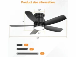 Ventilador de techo de 42 pulgadas con iluminación LED de 18 W, control remoto, 5 aspas de ABS, motor CC reversible, color (106,68 x 106,68 x 23,11 cm)^ Best