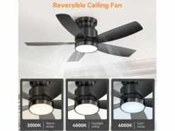 Ventilador de techo de 42 pulgadas con iluminación LED de 18 W, control remoto, 5 aspas de ABS, motor CC reversible, color (106,68 x 106,68 x 23,11 cm)^ Best