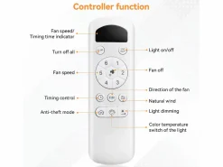 Ventilador de techo de 42 pulgadas con iluminación LED de 18 W, control remoto, 5 aspas de ABS, motor CC reversible, color (106,68 x 106,68 x 23,11 cm)^ Best