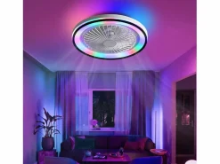 Ventilador de techo de 19 pulgadas con control remoto, 3 aspas de ABS, motor de CC ultrasilencioso, LED RGB regulable de 3 colores (48,26 x 48,26 x 12,7 cm) Blanco Online