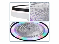 Ventilador de techo de 19 pulgadas con control remoto, 3 aspas de ABS, motor de CC ultrasilencioso, LED RGB regulable de 3 colores (48,26 x 48,26 x 12,7 cm) Blanco Online