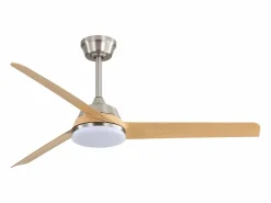 Ventilador de techo de 52 pulgadas - Con iluminación LED y control remoto - 3 aspas de ABS - para sala de estar Plateado