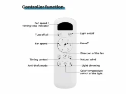 Ventilador de techo de 52 pulgadas - Con iluminación LED y control remoto - 3 aspas de ABS - para sala de estar Plateado