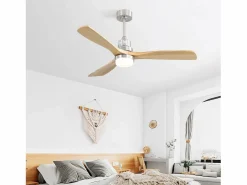 Ventilador de techo de 52 pulgadas - Ventilador de techo con luz LED y control remoto - 6 velocidades, 3 aspas - para sala de estar^ Online