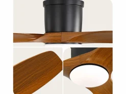 Aire Acondicionado, Ventilación|Ventilador de techo de 52 pulgadas con mando a distancia, 3 aspas ABS, LED regulable de 18 W, 3 colores, función reversible, (132 x 132 x 22,86 cm)