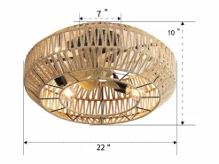 Ventilador de techo de 22 pulgadas - Ventilador de techo con varilla y bombilla integradas - 6 velocidades - para sala de estar Marru00f3n
