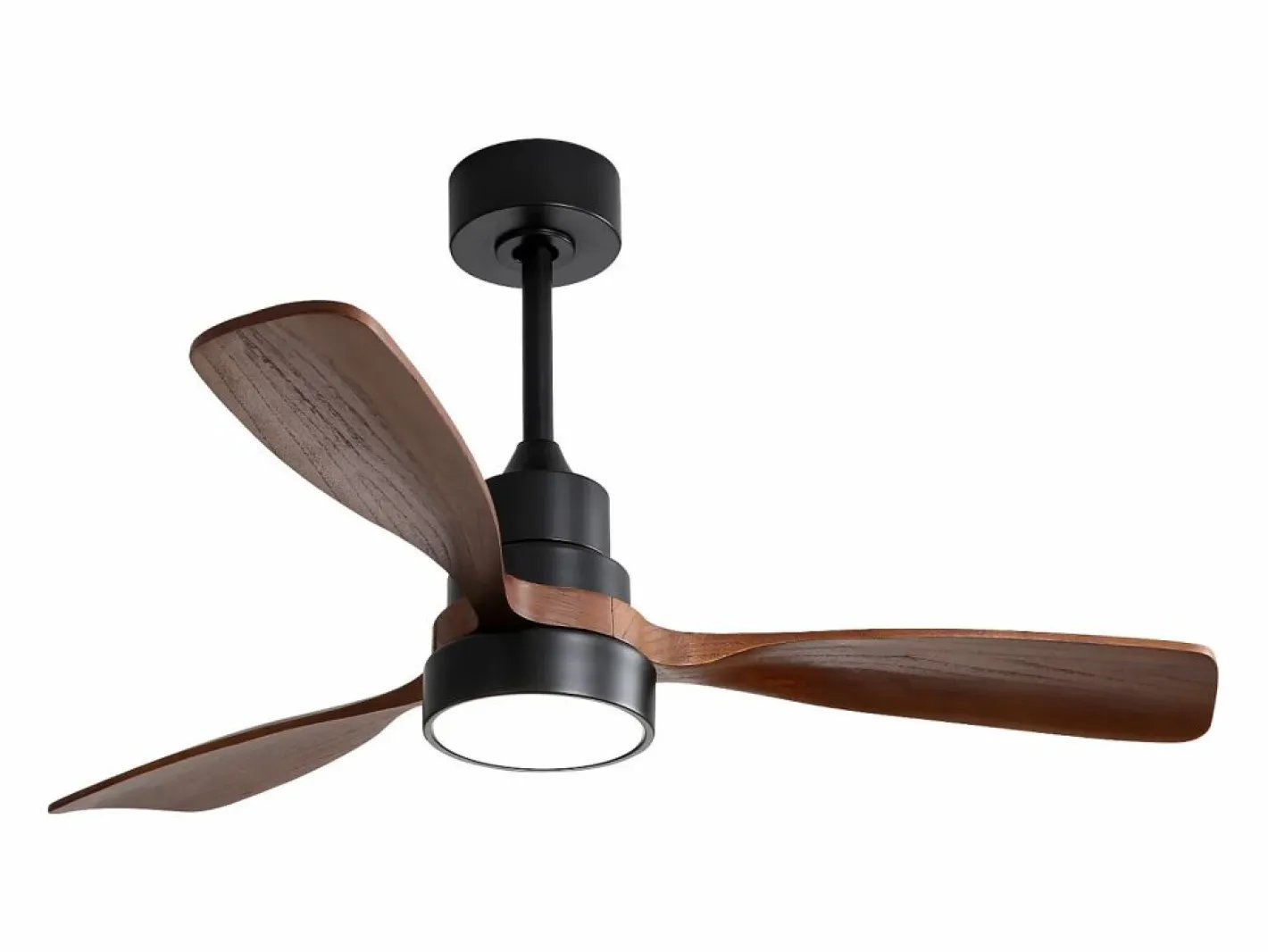 Ventilador de techo de 48 pulgadas con 3 aspas de madera maciza, control remoto, motor CC reversible y ahorro de energía, (122 x 122 x 39 cm) Negro Best
