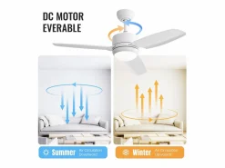 Aire Acondicionado, Ventilación|Ventilador de techo de 46 pulgadas con luces, 3 aspas de ABS, motor de CC de 6 velocidades, (116,8 x 116,8 x 54 cm)