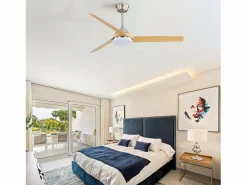 Ventilador de techo de 52 pulgadas con luz LED de 22 W, 3 aspas de ABS, control remoto, níquel cepillado, ideal para sala de estar (132 x 132 x 36,5 cm) Amarillo Hot
