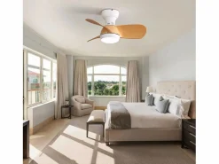 Aire Acondicionado, Ventilación|Ventilador de techo de madera clara de 23 pulgadas - Ventilador de techo con luz LED y 3 aspas de ABS - para dormitorio