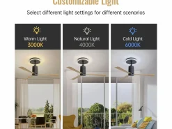 Ventilador de techo empotrable - 3 aspas ABS - con iluminación LED y mando a distancia - para dormitorio y salón^OKWISH Discount