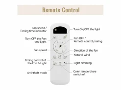 Ventilador de techo individual de 52 pulgadas - Ventilador de techo de 6 velocidades con control remoto - para sala de estar y dormitorio Blanco Best