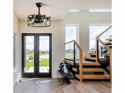 OKWISH Aire Acondicionado, Ventilación|Ventilador de techo industrial tipo jaula - Ventilador de techo con luz y control remoto - Aspas de ABS