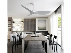 Ventilador de techo interior de 52 pulgadas con control remoto de 6 velocidades, 3 aspas de ABS, motor CC reversible, (132 x 132 x 30 cm) Blanco Clearance